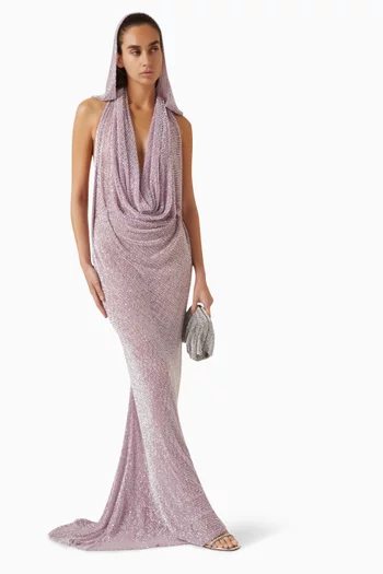 Amalia Hooded Gown in Mesh