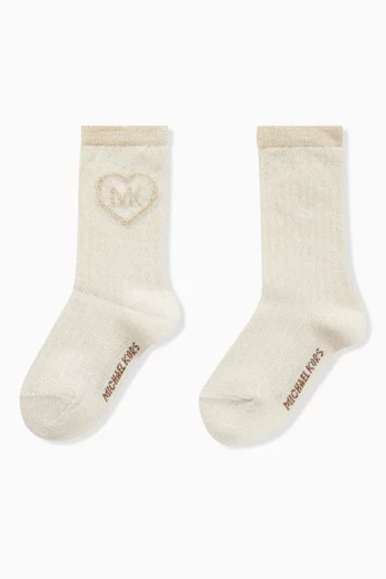Metallic Logo Socks in Cotton Blend