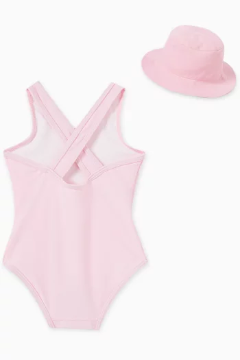 Monogram-print One-piece Swimsuit & Hat Set