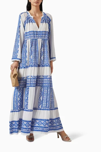Embroidered Maxi Dress in Cotton