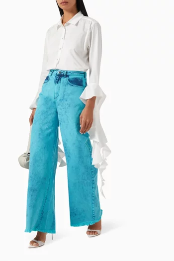Oversized Wide-leg Jeans in Cotton-denim