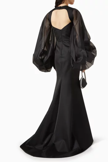 Elzara Bishop-sleeve Gown in Taffeta