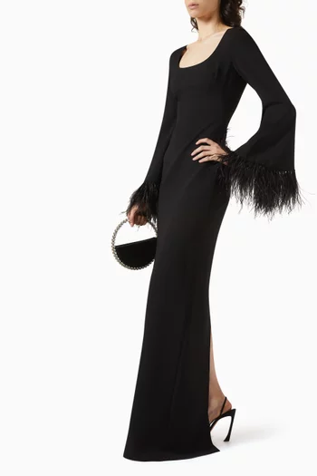 Darwin Feather-trim Gown in Crepe