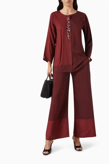 Sequin-embellished Top & Pants Set