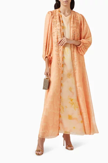 Sequin-embellished Bisht & Dress Set
