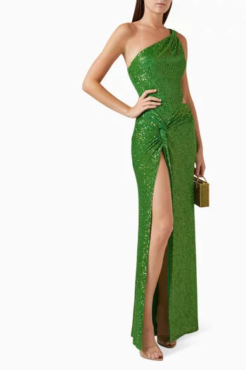 Strapless Sequin-embellished Gown
