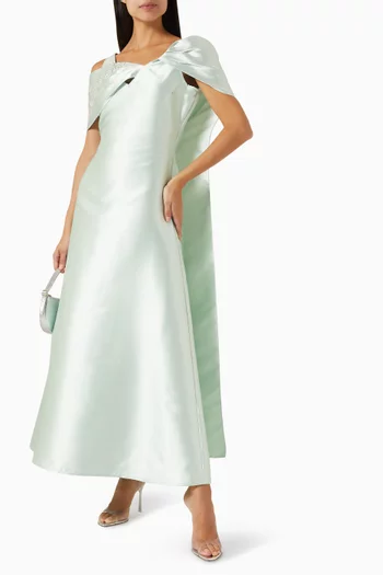 Crystal-embellished Maxi Dress in Satin