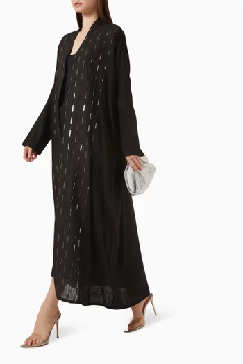 Sequin-embellished Abaya in Crepe