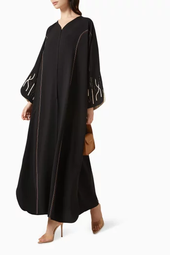 Thread-embroidered Abaya with Flap Sleeves