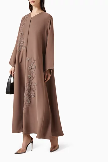 3D Thread & Bead Embellished Abaya