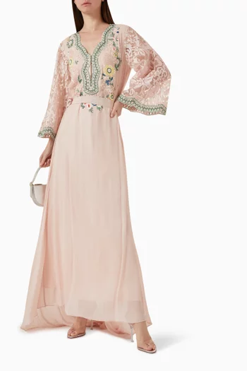 Alina Embroidered Maxi Dress in Georgette