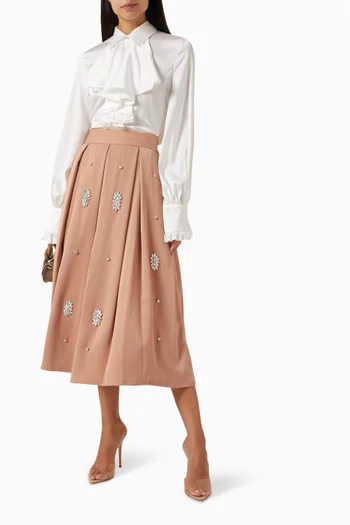 Embellished Pleated Maxi Skirt
