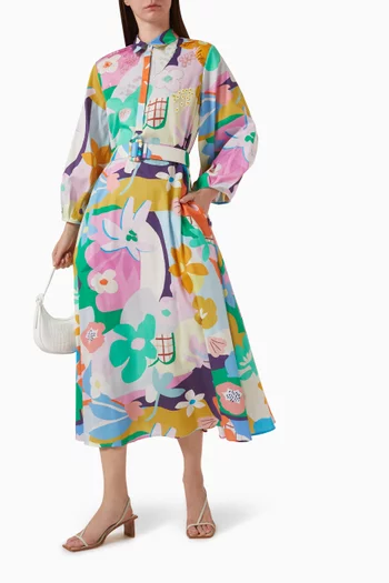 Snowdrop-A Printed Dress in Cotton-satin