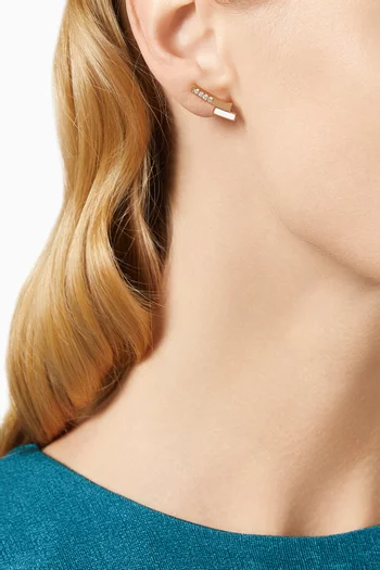 Dana Diamond & Enamel Ear Climber Earrings in 18kt Rose Gold
