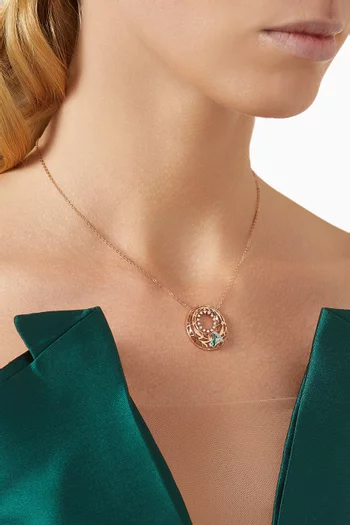 Retro Diamond & Enamel Letter 'A' Necklace in 18kt Rose Gold