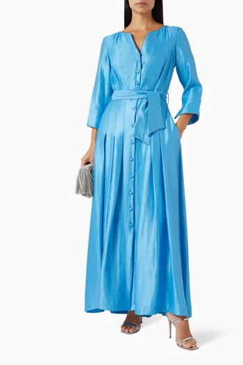 Cosmos Belted Maxi Dress in Rayon