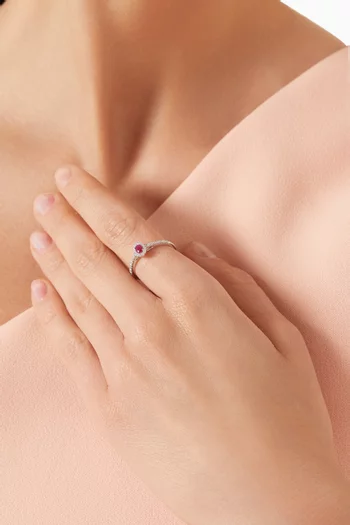 Mini Diana Ruby & Diamond Ring in 18kt White Gold