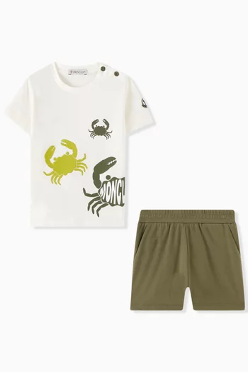 Graphic Logo T-shirt & Shorts Set in Cotton Jersey