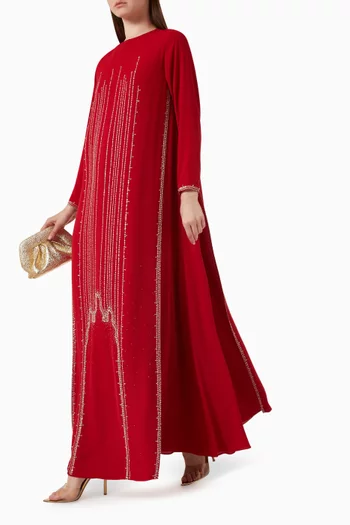 Embroidered Maxi Dress in Crepe Chiffon