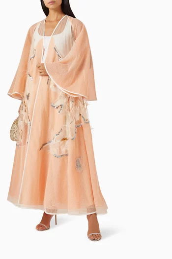 Sheer Sequin-embellished Abaya