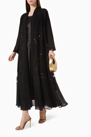 Tonal Sequin-embellished Abaya