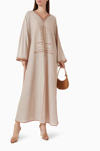 Embroidered Long-sleeve Kaftan