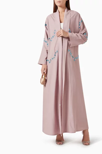 Mix Crystal-embellished Abaya in Silk