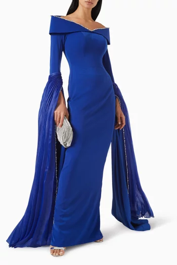 Sapphire Crystal-embellished Maxi Dress in Crepe