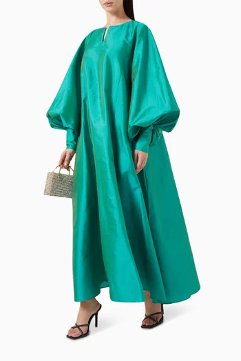 Cloche Oversized-sleeves Maxi Dress in Taffeta