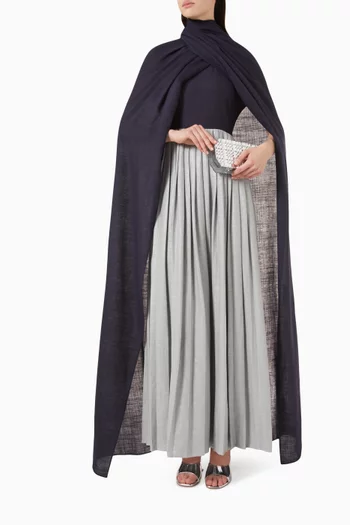 Crossover Shawl Maxi Dress in Linen