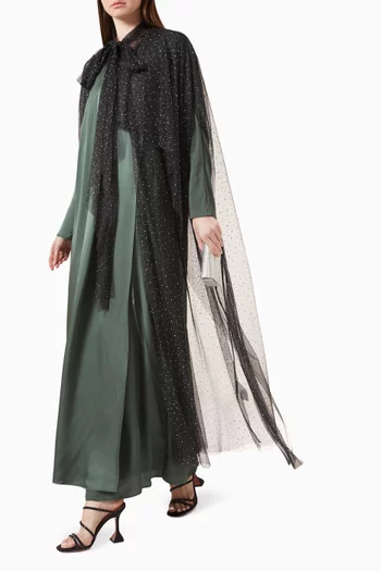Embellished Cape & Dress Set in Viscose-blend