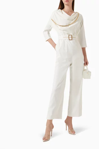 Elenor Belted Jumpsuit in Terry-rayon