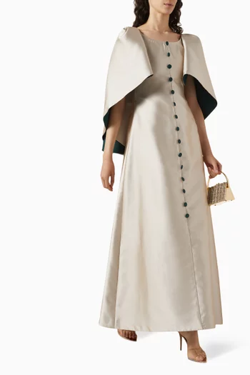 Flared-sleeve Maxi Dress in Mikado
