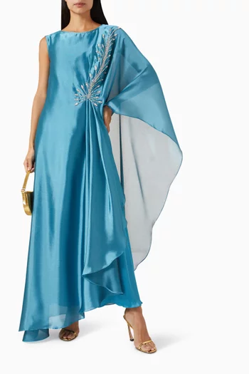 Embellished Dress & Cape Set