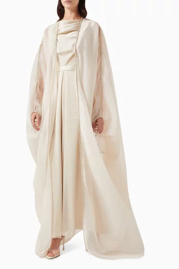 Diamond Abaya Set in Crepe Silk & Organza
