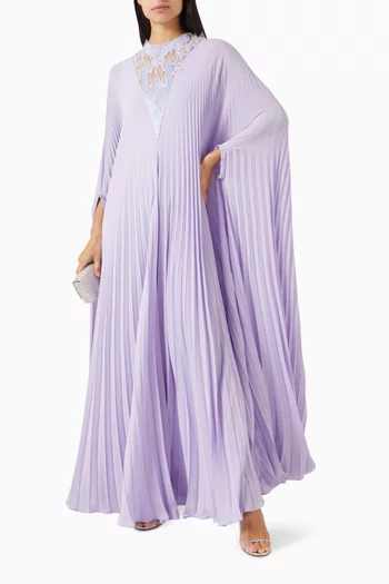 Herrea Hand-embellished Pleated Maxi Dress in Rayon