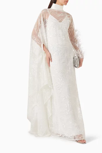 Maria Kaftan-style Dress in Embroidered-mesh