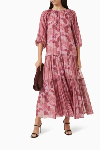 Rosa Printed Dress in Cotton-silk