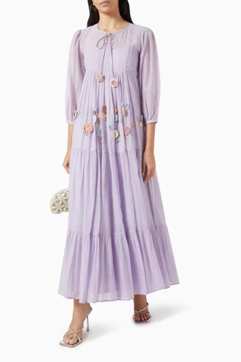 Iya Embroidered Dress in Cotton-silk