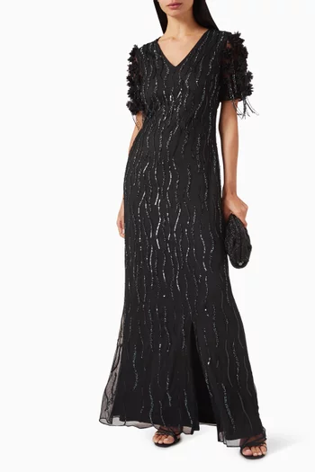 Bead-embellished Dress in Net
