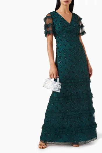 Sequin-embellished Maxi Dress in Net