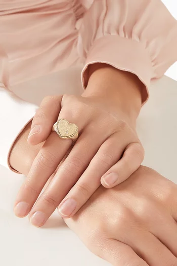 Picotti Heart Diamond Signet Ring in 9kt Gold