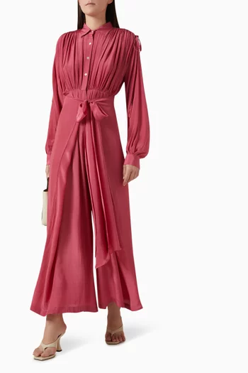 Sarah Ruched Jumpsuit in Crêpe