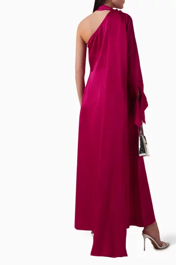 Kendall One-shoulder Maxi Dress in Linen-satin