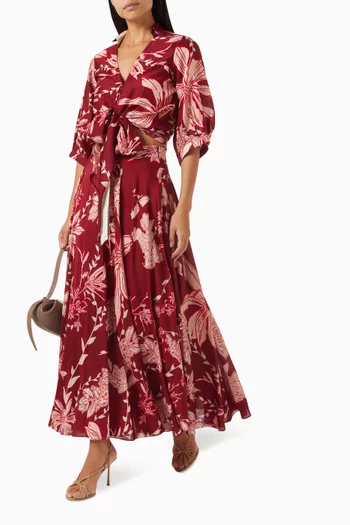 Maple Floral-print Crop Top & Maxi Skirt Set