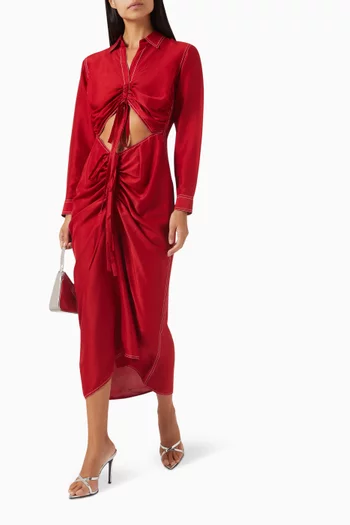 Blake Cut-out Midi Dress in Silk