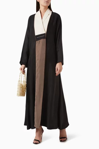 Colour-block Abaya in Silk