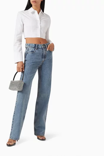 Embellished Straight-leg Jeans in Cotton-denim