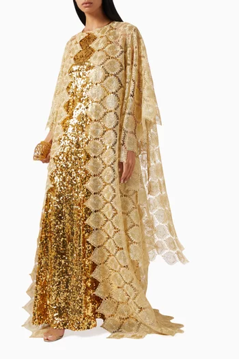 Sequin-embellished Kaftan in Lace