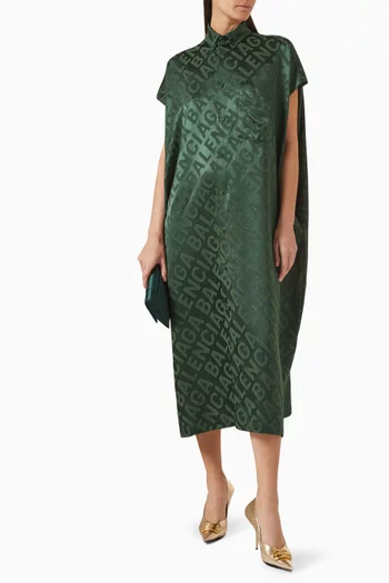 Logomania Rawcut Dress in Silk Jacquard